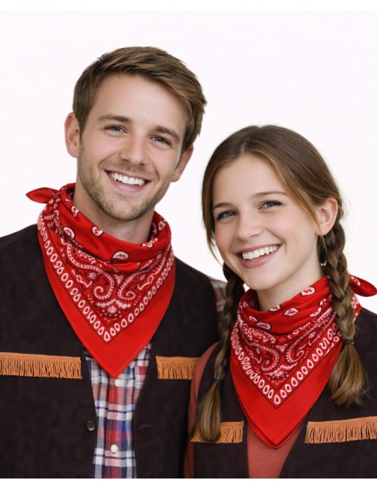 Bandamka Chusta Kowbojska Czerwona CA070 pin-up apaszka bandanka