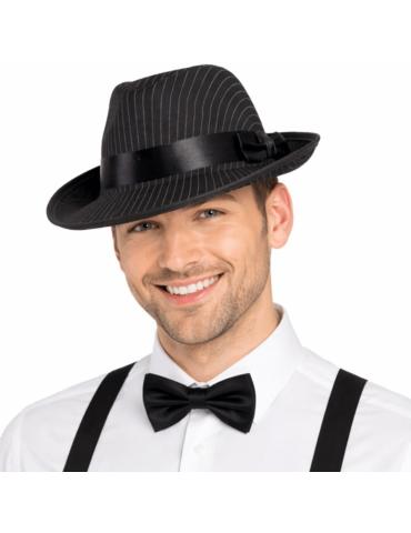 Kapelusz Al Capone Czarny w Paski CC169 białe boss gangster prohibicja lata 20 30