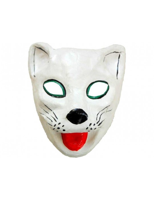 Maska Ręcznie Robiona Kot Biały 2