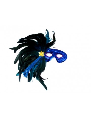 Maska wenecka z Piór Niebieska CM012