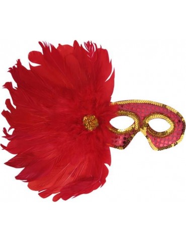 Maska wenecka z Piór Czerwona CM011
