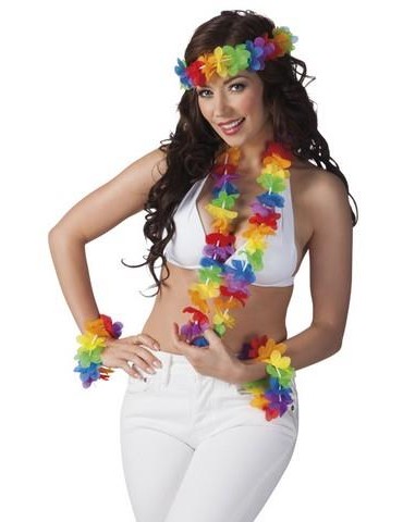 Zestaw Kwiaty Hawajskie 52416 naszyjnik bransoletki opaska na głowę Aloha