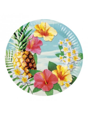 Talerzyki hawajskie kwiaty 23cm 6s 52484
