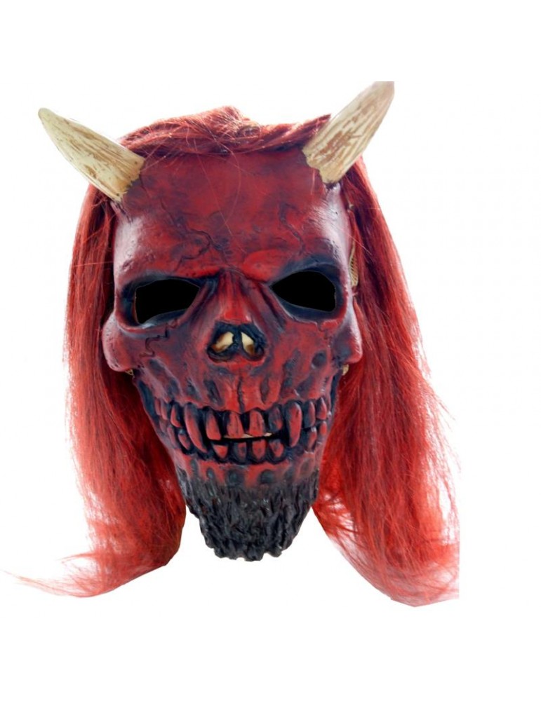 Maska Diabeł z włosami LATEX PM 005