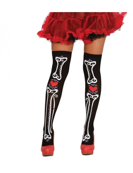 Pończochy kościotrup z sercem 18628