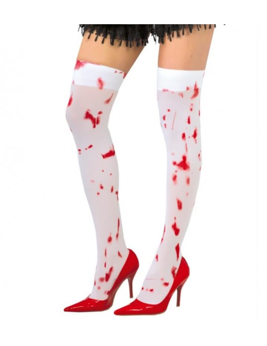 Pończochy białe z krwią 18336
