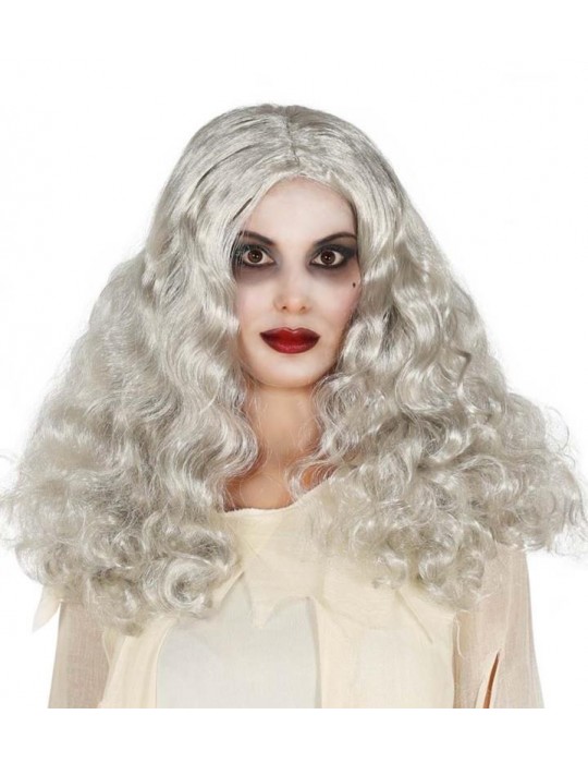 Peruka dłoga kręcona siwa 4030