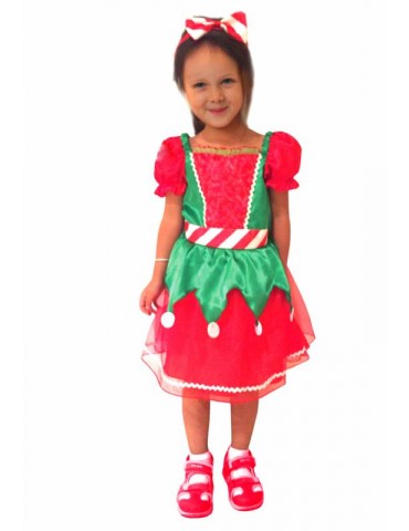 Strój Elf SUPER Sukienka ST 756 110/116 Pomocnica Mikołaja