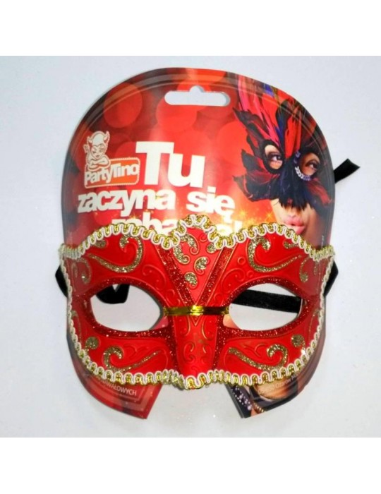 Maska wenecka super CZERWONA PM 032C