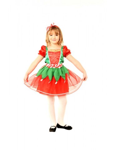 Strój Elf SUPER Sukienka ST 756 122/128 Pomocnica Mikołaja