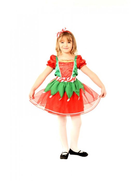 Strój Elf SUPER Sukienka ST 756 122/128 Pomocnica Mikołaja