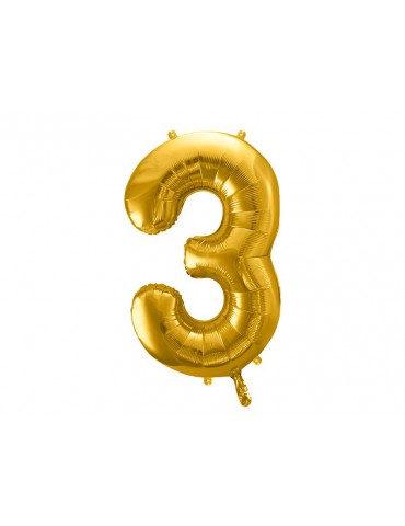 Balon foliowy Cyfra ""3"", 86cm, złoty