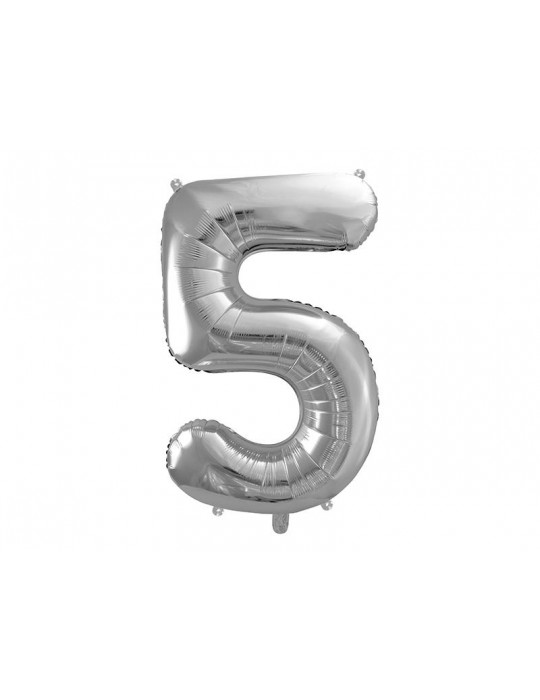 Balon foliowy Cyfra ""5"", 86cm, srebrny
