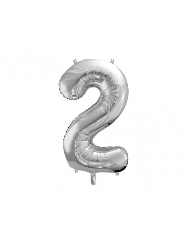 Balon foliowy Cyfra ""2"", 86cm, srebrny