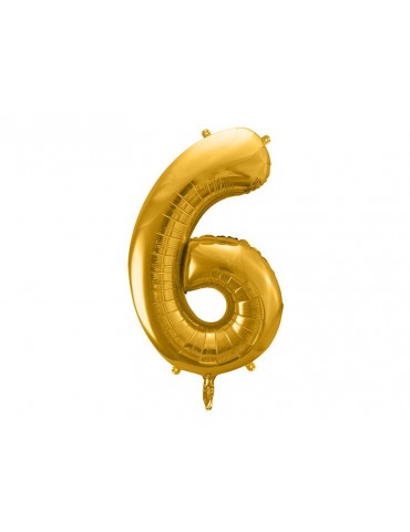 Balon foliowy Cyfra ""6"", 86cm, złoty
