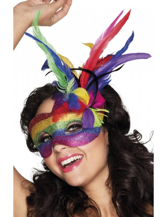 Maska wenecka TĘCZOWA 00211