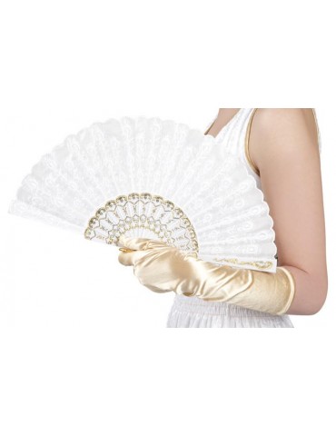 Wachlarz z materiału biały 00508