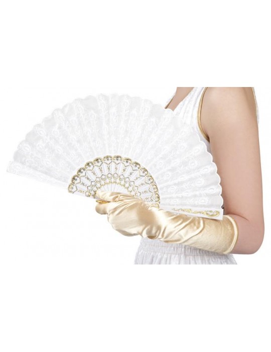 Wachlarz z materiału biały 00508