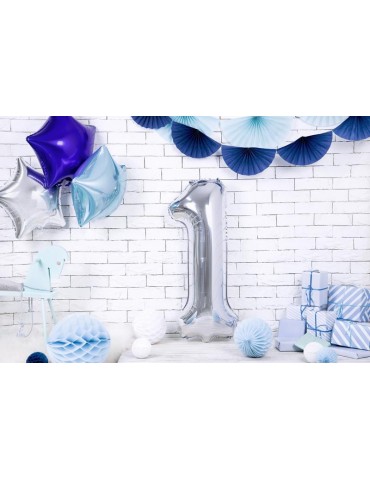 Balon foliowy Cyfra ""1"", 86cm, srebrny