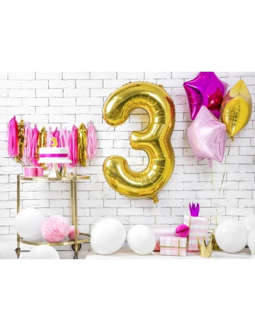 Balon foliowy Cyfra ""3"", 86cm, złoty