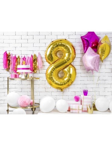 Balon foliowy Cyfra ""8"", 86cm, złoty