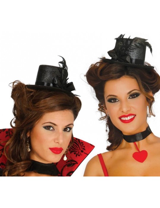 Kapelusz mini czarny z piórkiem 13270BZ