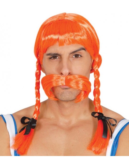 Peruka galla pomarańczowa z wąsami4577BZ