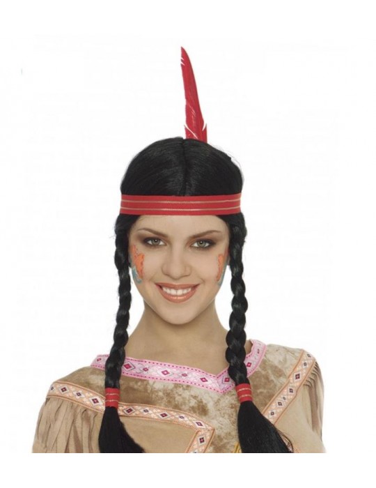 Peruka indianki opaską i piórkiem 4168BZ