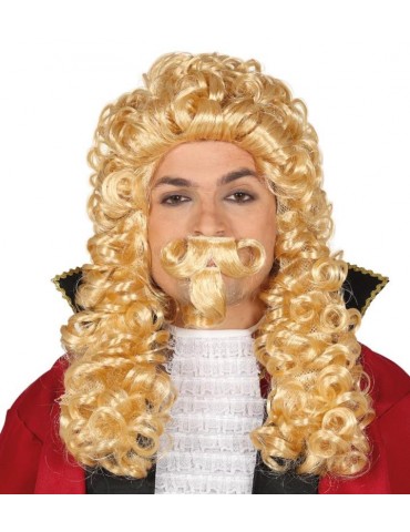 Peruka Męska Blond Markiz Sędzia 4093BZ z Wąsami i brodą Muszkieter Król