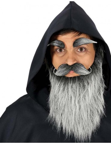Wąsy z brodą + brwi siwe LUX 11566BZ Dziadek Starzec Mag Czarodziej