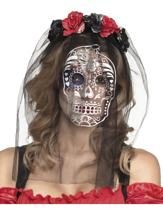 Opaska Halloween róże z tiulem 97044