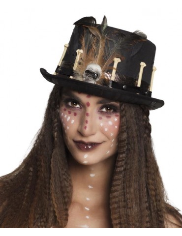 Cylinder z czaszką i piórami 72181