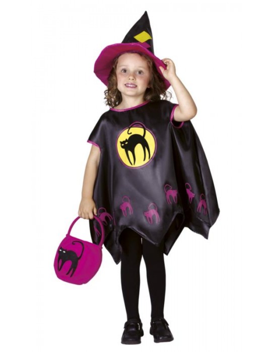 Zestaw Halloween z kotem 110-116 78092 Pelerynka, kapelusz, torebka