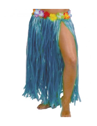 Spódnica Hawajska długa niebieska17638BZ 75 cm z kwiatami