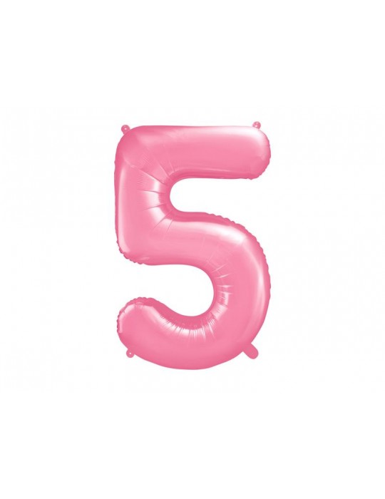 Balon foliowy Cyfra ""5"", 86cm, różowy