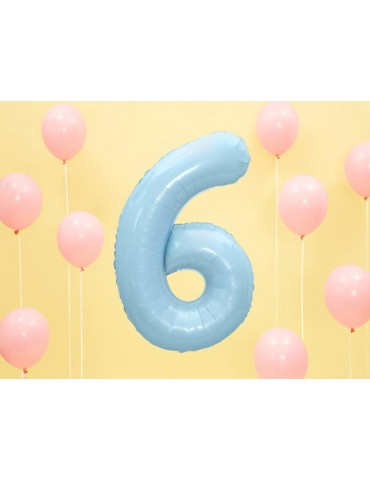 Balon foliowy Cyfra ""6"", 86cm, jasny n iebieski