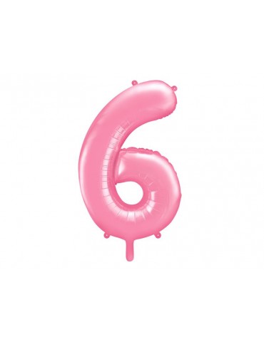 Balon foliowy Cyfra ""6"", 86cm, różowy