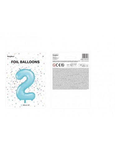 Balon foliowy Cyfra ""2"", 86cm, jasny n iebieski
