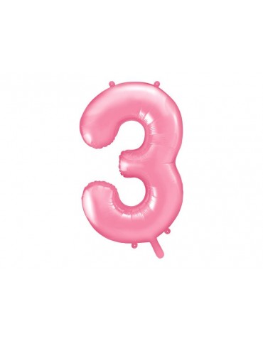 Balon foliowy Cyfra ""3"", 86cm, różowy
