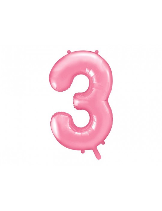 Balon foliowy Cyfra ""3"", 86cm, różowy