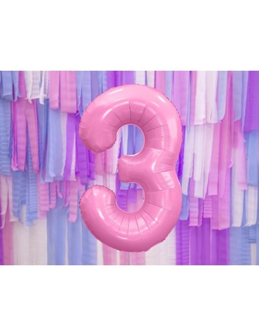 Balon foliowy Cyfra ""3"", 86cm, różowy