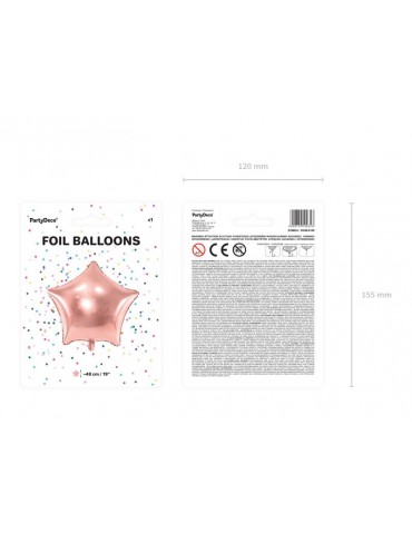Balon foliowy Gwiazdka, 48cm, różowe zło to