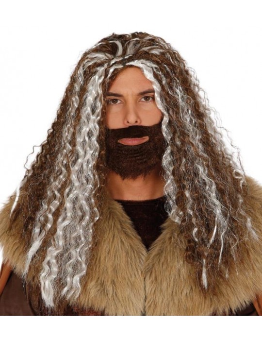 Peruka Długa Męska Kręcona z Brodą4991BZ