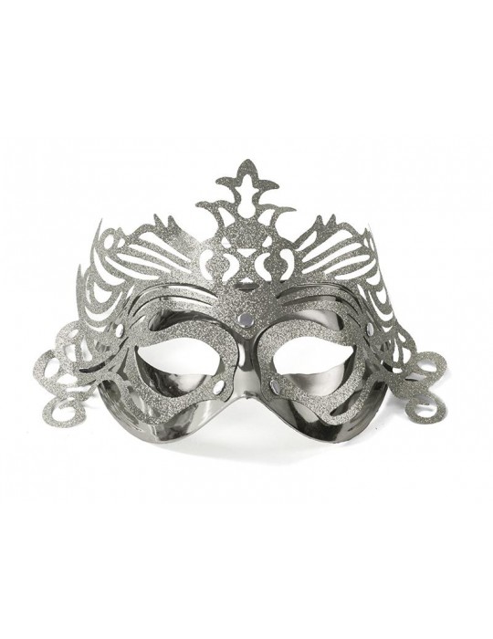 Maska party z ornamenten, srebrny, 1szt.