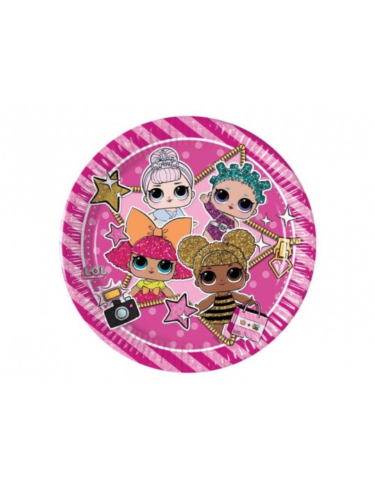 Talerzyki urodzinowe LOL Surprise - 20 c m - 8 szt.