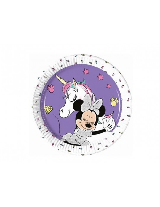 Talerzyki urodzinowe Minnie i jednorożec - 20 cm - 8 szt.