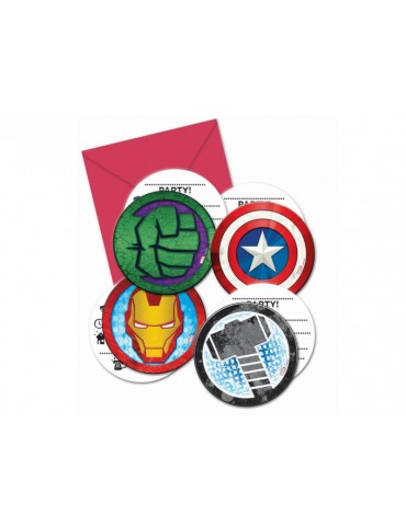Zaproszenia urodzinowe Mighty Avengers - 6 szt.