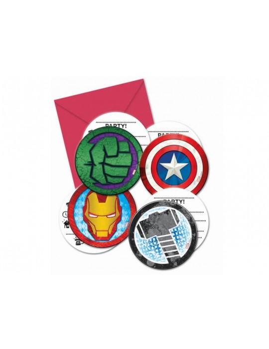 Zaproszenia urodzinowe Mighty Avengers - 6 szt.