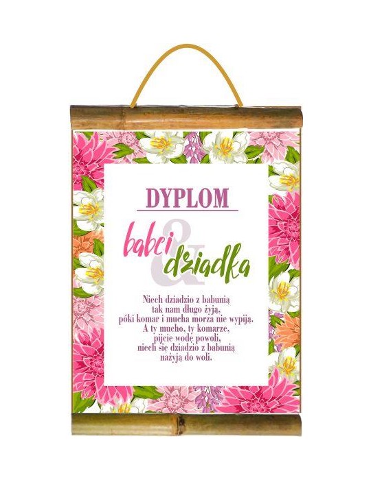 Dyplom Babci i Dziadka w kwiaty D138BZ