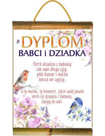 Dyplom Babci i Dziadka ptaszki D139BZ